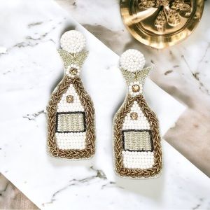 Champagne Seed Beaded Drop Earrings